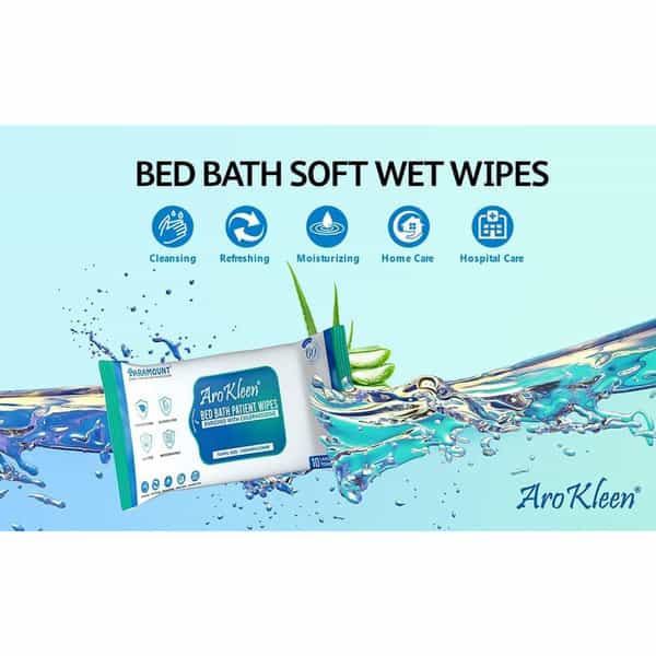 Arokleen Bed Bath Patient Large Wet Wipes Enriched With Aloe Vera And Glycerine 30Pcs Pack Of 3 