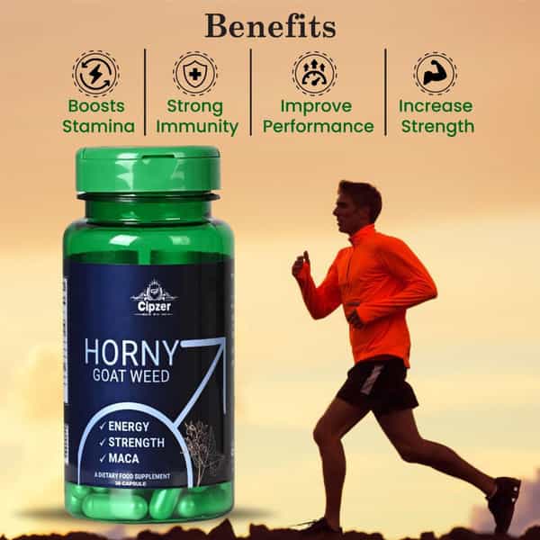 Cipzer Horny Goat Weed Erectile Dysfunction, Sexual Health & Bone Strength Postmenopause-30 Capsules