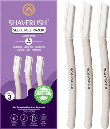 Mom & World Shaverush Sleek Face Razor 6 In One Made With Environment Friendlanti-Slip (Pack Of 3)