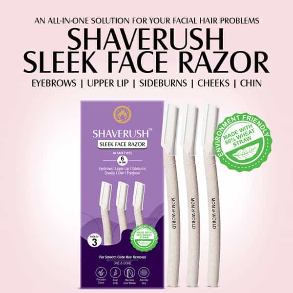 Mom & World Shaverush Sleek Face Razor 6 In One Made With Environment Friendlanti-Slip (Pack Of 3)