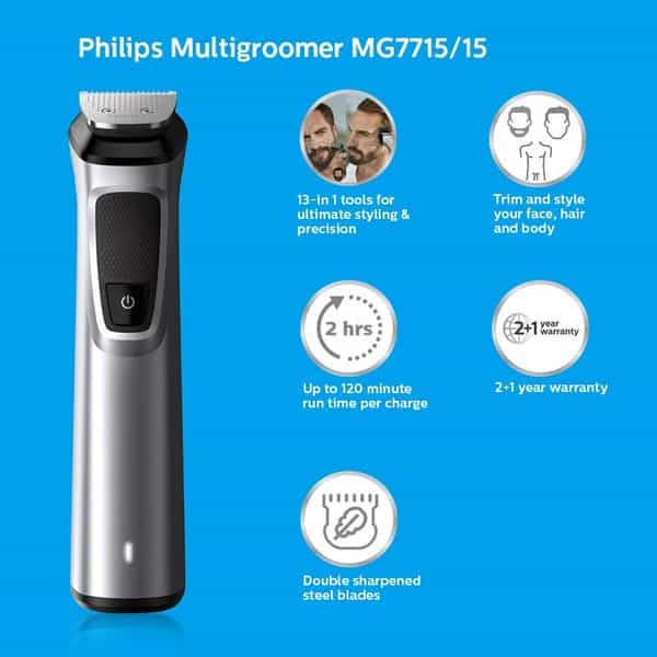 Philips Mg7715/15 13-In -1 Face Hair And Body Multigroomer Trimmer