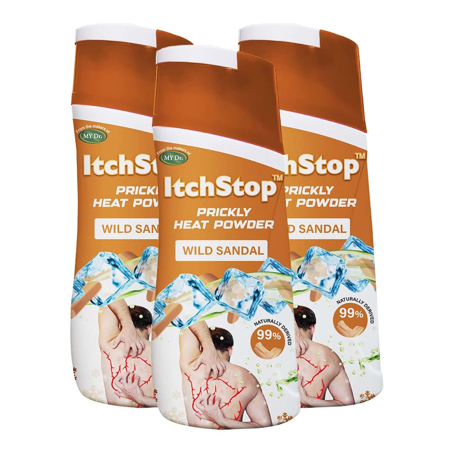 Itchstop Prickly Heat Powder Wild Sandal For Rashes & Sunburn Relief 150g Pack Of 3
