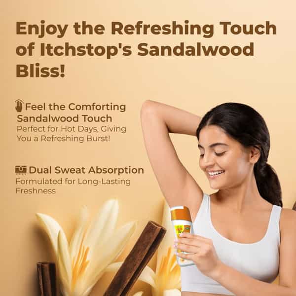 Itchstop Prickly Heat Powder Wild Sandal For Rashes & Sunburn Relief 150G Pack Of 3