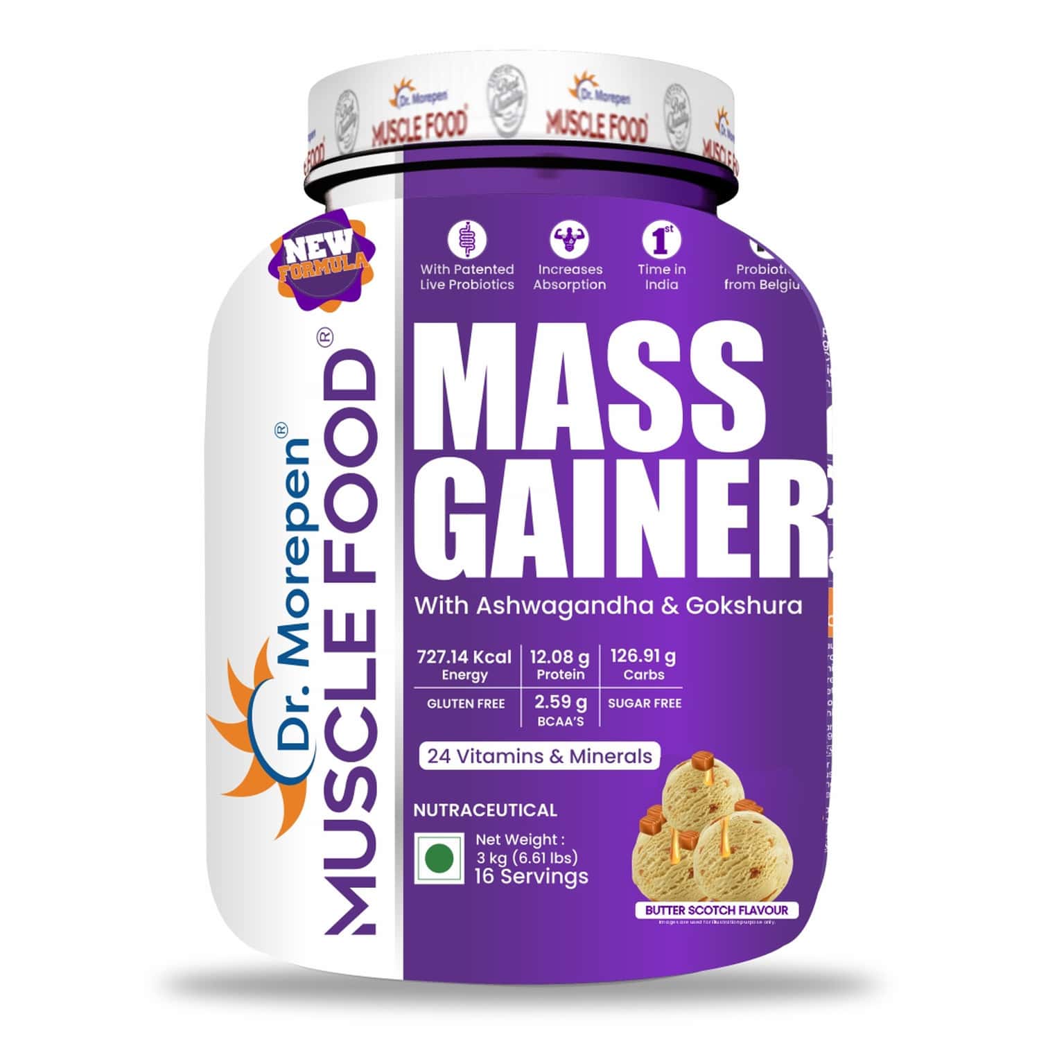 Dr. Morepen Muscle Food Mass Gainer Butter Scotch 3kg