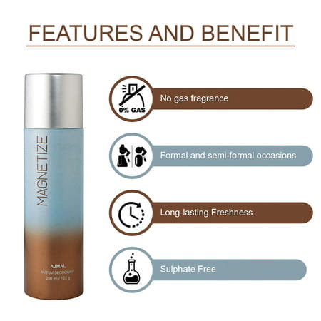 Ajmal 1 Silver Shade For Men And 3 Magnetize For Men & Women Deodorants Each 200ml Pack Of 4