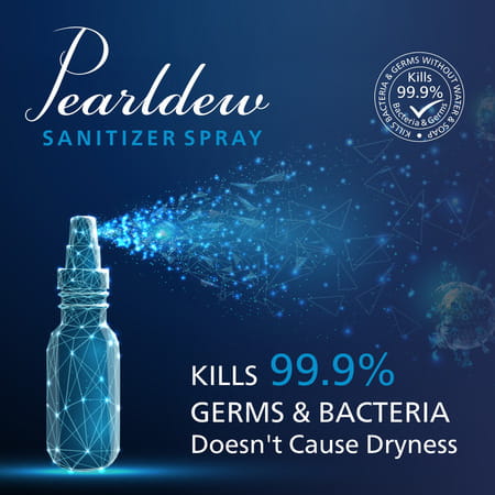 Pearldew Sanitizer Spray (Sea Breeze) 120 Ml | Aloe & Neem | Paraben Free (Pack Of 8)