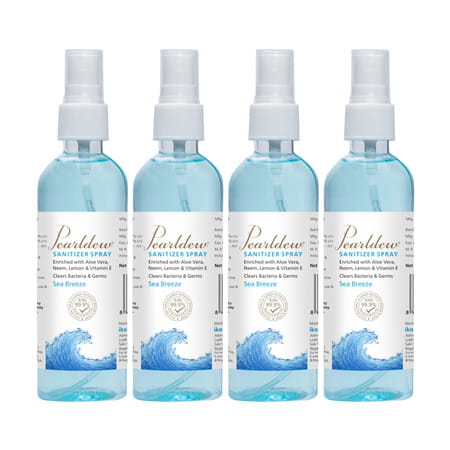Pearldew Sanitizer Spray (Sea Breeze) 120 Ml | Aloe & Neem | Paraben Free (Pack Of 8)