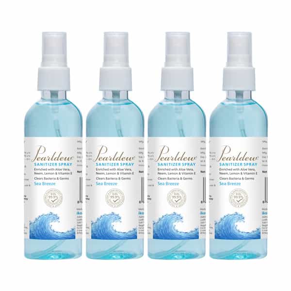 Pearldew Sanitizer Spray (Sea Breeze) 120 Ml | Aloe & Neem | Paraben Free (Pack Of 8)