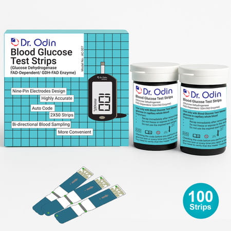 Dr. Odin Ac-307 (Gdh-Fad) Blood Glucose Test Strip With Gdh-Fad Monitoring Machine (100 Test Strips)