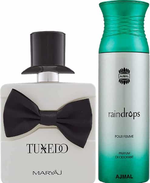 Maryaj Tuxedo Edp Spicy 100Ml For Men And Ajmal Raindrops Femme Deodorant 200Ml For Women