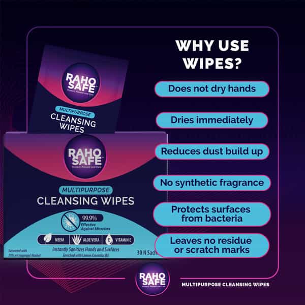 Raho Safe Multi Purpose Cleansing Wipes - Pack Of 30