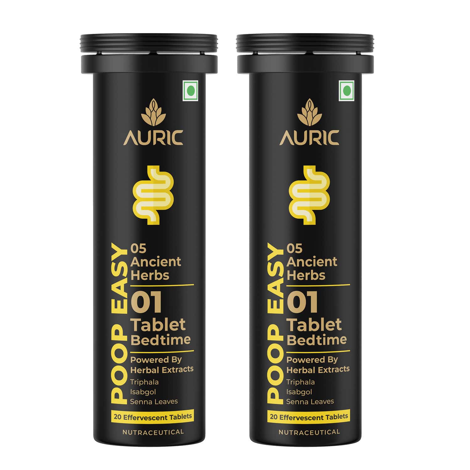 Auric Poop Easy Effervescent Tablet | Healthy Gut, Relieve Constipation, Cleanses Colon | 40 Tablets