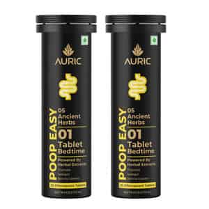 Auric Poop Easy Effervescent Tablet | Healthy Gut, Relieve Constipation, Cleanses Colon | 40 Tablets