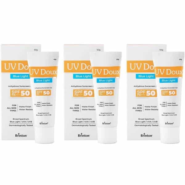 Brinton Uv Doux Blue Light Sunscreen Protection Gel Spf 50 Pa+++ Uva/Uvb | Unisex | 50G X Pack Of 3