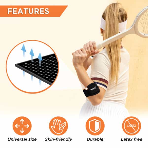 Vissco Tennis Elbow Support-Provides An Ideal Compression To The Strained Muscles Of The Elbow-Grey