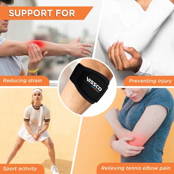 Vissco Tennis Elbow Support-Provides An Ideal Compression To The Strained Muscles Of The Elbow-Grey