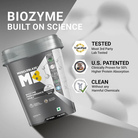 Muscleblaze Biozyme Performance Whey Protein Powder | Rich Chocolate (4Kg) | 25G Protein