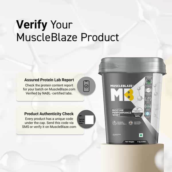 Muscleblaze Biozyme Performance Whey Protein Powder | Rich Chocolate (4Kg) | 25G Protein