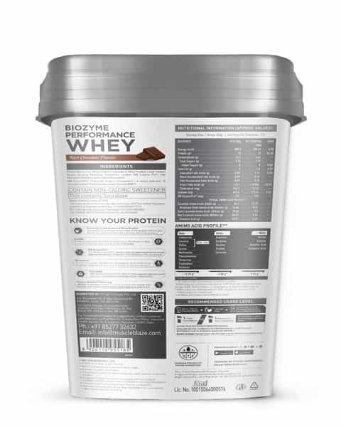 Muscleblaze Biozyme Performance Whey Protein Powder | Rich Chocolate (4Kg) | 25G Protein