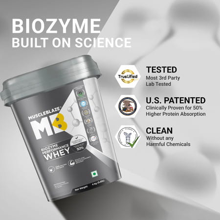 Muscleblaze Biozyme Performance Whey Protein Powder | Rich Chocolate | 4Kg | 25G Protein Per Scoop