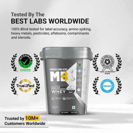 Muscleblaze Biozyme Performance Whey Protein Powder | Rich Chocolate | 4Kg | 25G Protein Per Scoop