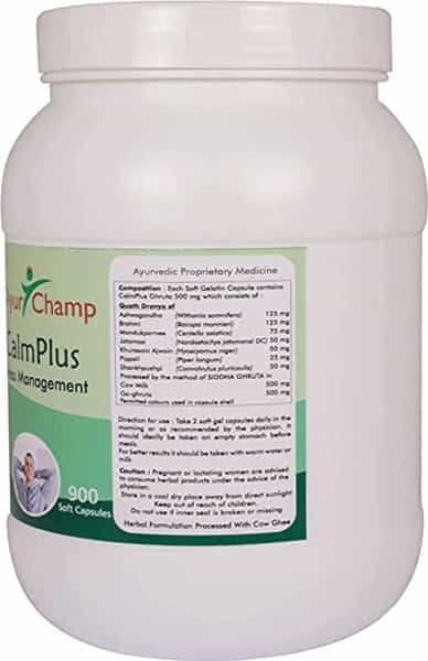 Ayur Champ Calmplus - 900 Capsules Pack Of 4