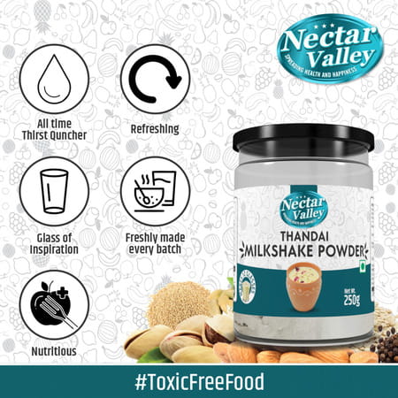 Nectar Valley Thandai Milk Shake Powder | Nutritious Healthy & Refreshing | Makes 12 Glass | 250g