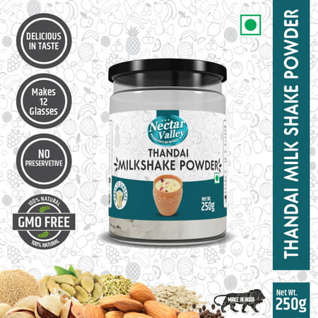 Nectar Valley Thandai Milk Shake Powder | Nutritious Healthy & Refreshing | Makes 12 Glass | 250g
