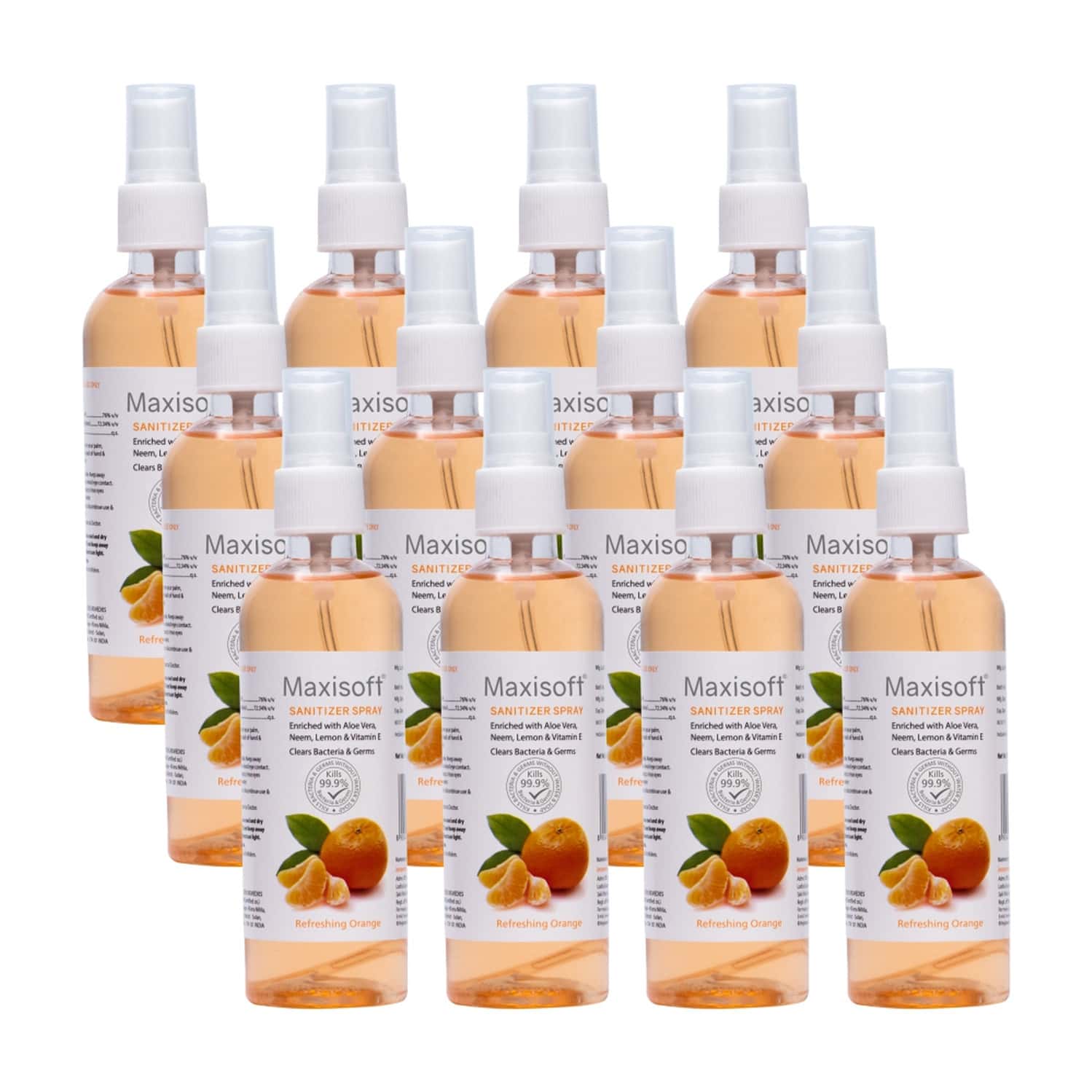 Maxisoft Sanitizer Spray | Orange | 120 Ml | Pack Of 12