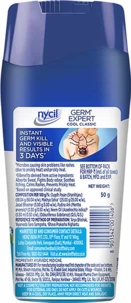 Nycil Cool Classic With Menthol Prickly Heat Powder - 50Gm