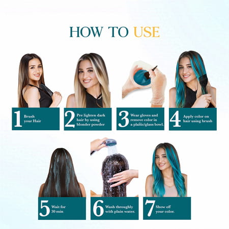 Cosglam Semi Permanent Hair Color | No Peroxide | Ammonia Free Hair Colour 52 Peacock Blue - 120gm