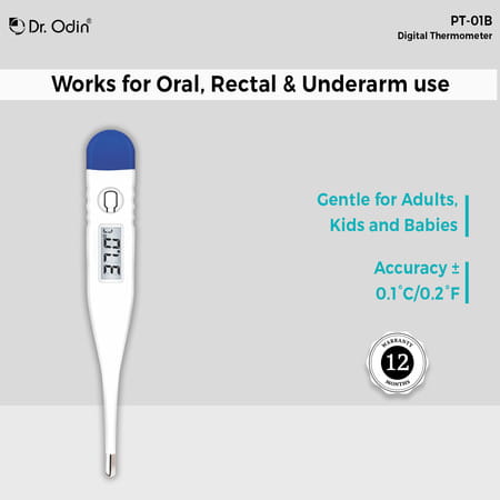 Dr. Odin Pt 01b Digital Thermometer | 20 Second Quick Reading | For Infant | Kid | Adult