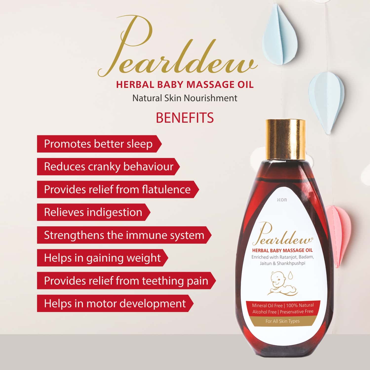Buy PEARLDEW HERBAL BABY MASSAGE OIL 100 ML RATANJYOT, BADAM