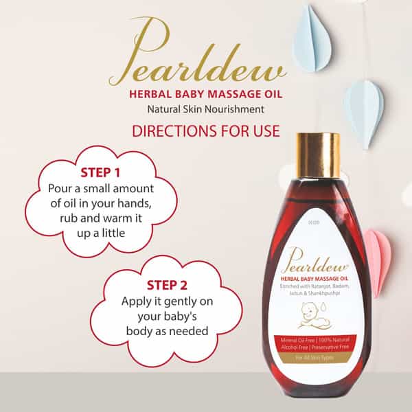 Pearldew Herbal Baby Massage Oil 100 Ml | Ratanjyot | Badam & Vitamin E (Pack Of 3)