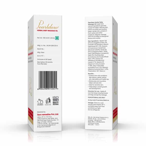 Pearldew Herbal Baby Massage Oil 100 Ml | Ratanjyot | Badam & Vitamin E (Pack Of 3)
