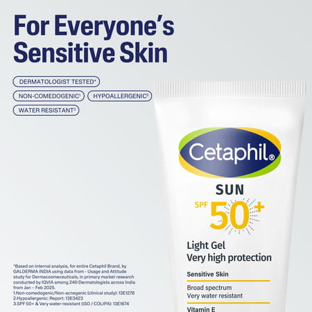 Cetaphil Sun Spf 50 Light Gel | Sensitive Skin | 50 Ml