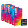 Skore Assorted Colours & Dotted Condoms (Shades) 10N (Pack Of 4) And Hard Rock Gel Sachet Free