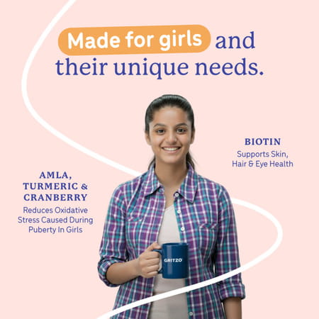 Gritzo Supermilk Growth+ (13+Y Girls) | 13g Protein Powder (Cafe Mocha | 400g)