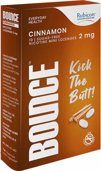 Bounce Nicotine Mini 2Mg Cinnamon Sugar Free Helps Quit Smoking 10 Lozenges