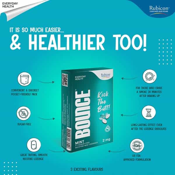 Bounce Nicotine Mini 2Mg Cinnamon Sugar Free Helps Quit Smoking 10 Lozenges