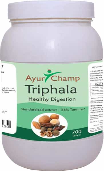 Ayur Champ - Pack Of 5 - Triphala Tablets Healthy Digestion 500Mg - 700 Tablets Value Pack