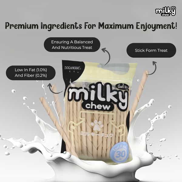 Dogaholic All Life Stages Milky Chews Sticks Dog Treat (30 Pieces)