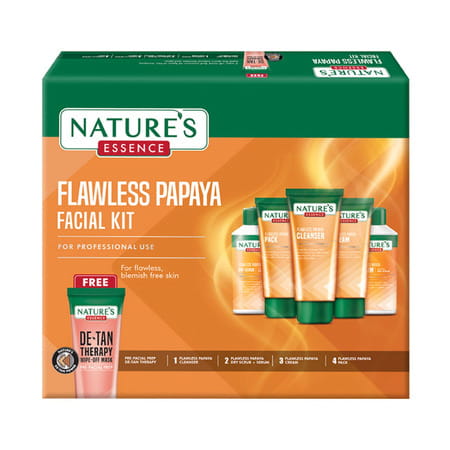 Nature'S Essence Flawless Papaya Facial Kit | Cleanse Exfoliate Nourish & Polish Your Skin | 230g
