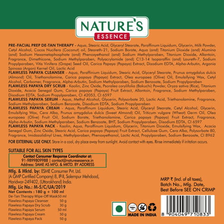 Nature'S Essence Flawless Papaya Facial Kit | Cleanse Exfoliate Nourish & Polish Your Skin | 230g