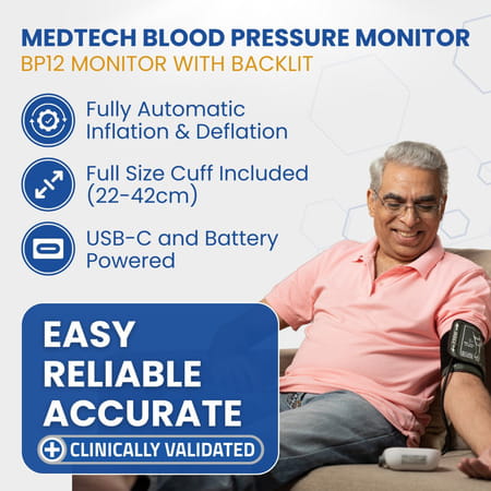 Medtech Bp12bl Fully Automatic Portable Digital Blood Pressure Bp Monitoring Machine With Smart Mdd