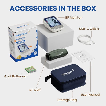 Medtech Bp12bl Fully Automatic Portable Digital Blood Pressure Bp Monitoring Machine With Smart Mdd