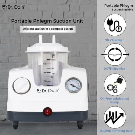 Dr. Odin Osu 301 Portable Phlegm Suction With 1200 Ml Jar, Oil-Free Pump For Home & Hospital Use
