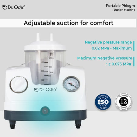 Dr. Odin Osu 301 Portable Phlegm Suction With 1200 Ml Jar, Oil-Free Pump For Home & Hospital Use