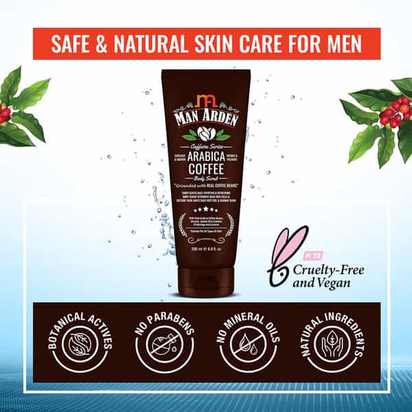Man Arden Caffeine Series Arabica Coffee Body Scrub - From Real Coffee Beans Tan Removal 200 Ml