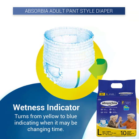Absorbia Adult Diaper Pant Style Waist Size 80-114 Cm ( 31 - 45 Incs ) Large (Size-L)-10